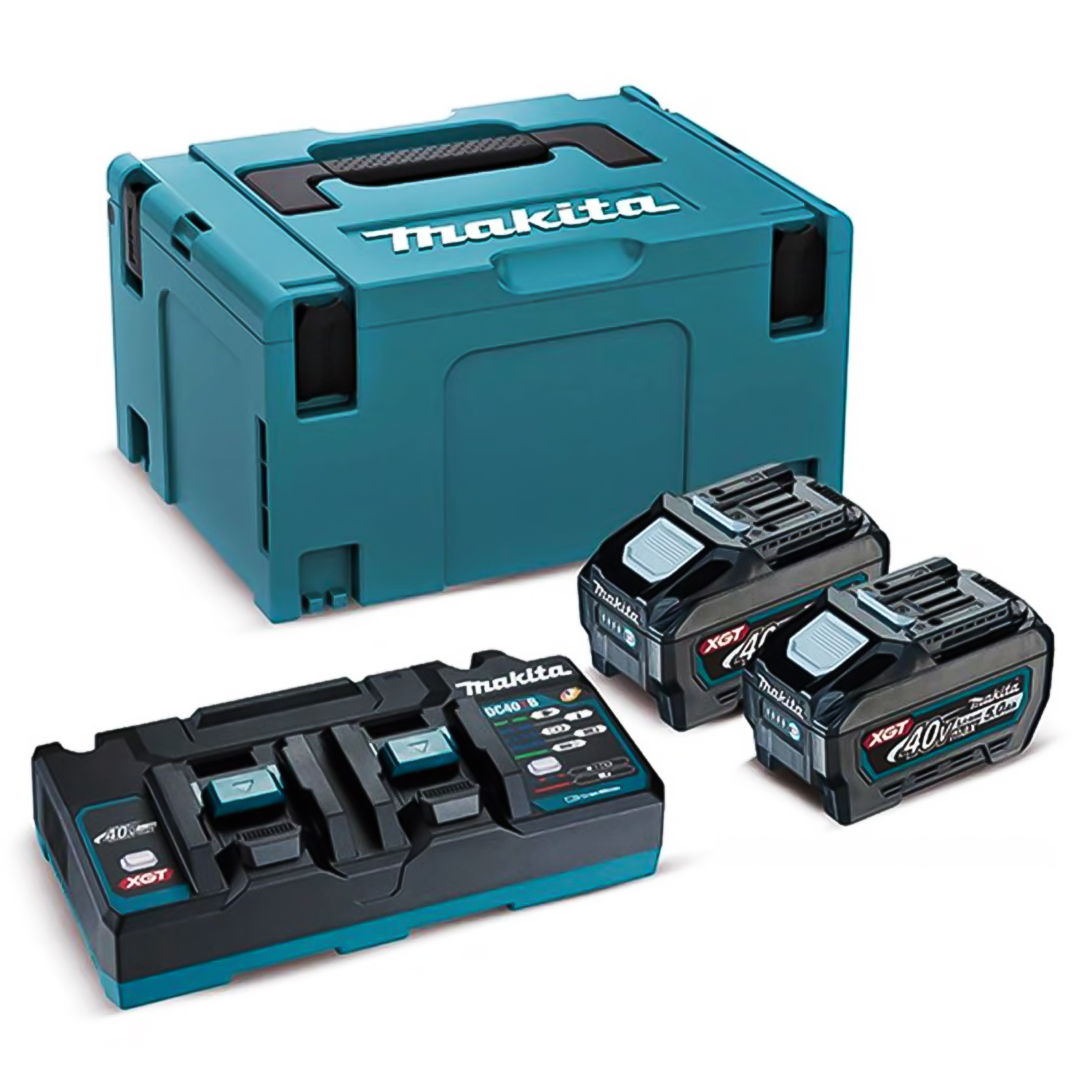 Kit Set Makpac Makita 40V XGT Baterias 2 x 5Ah BL4050F + Cargador Doble DC40RB + Maleta
