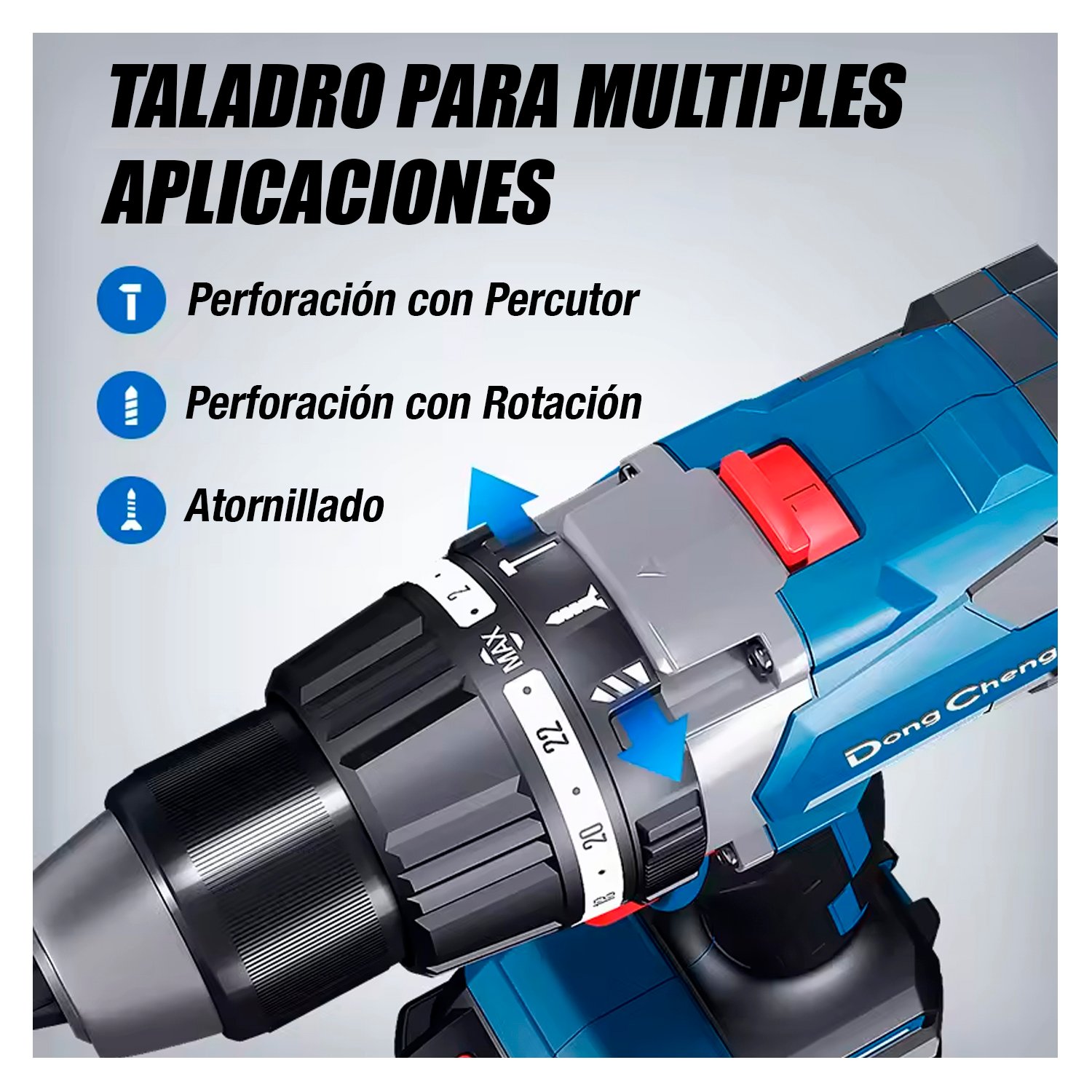 Taladro Atornillador Percutor 1/2" Dongcheng DCJZ03-13FK 20V 120Nm 2Bat x 5Ah Brushless