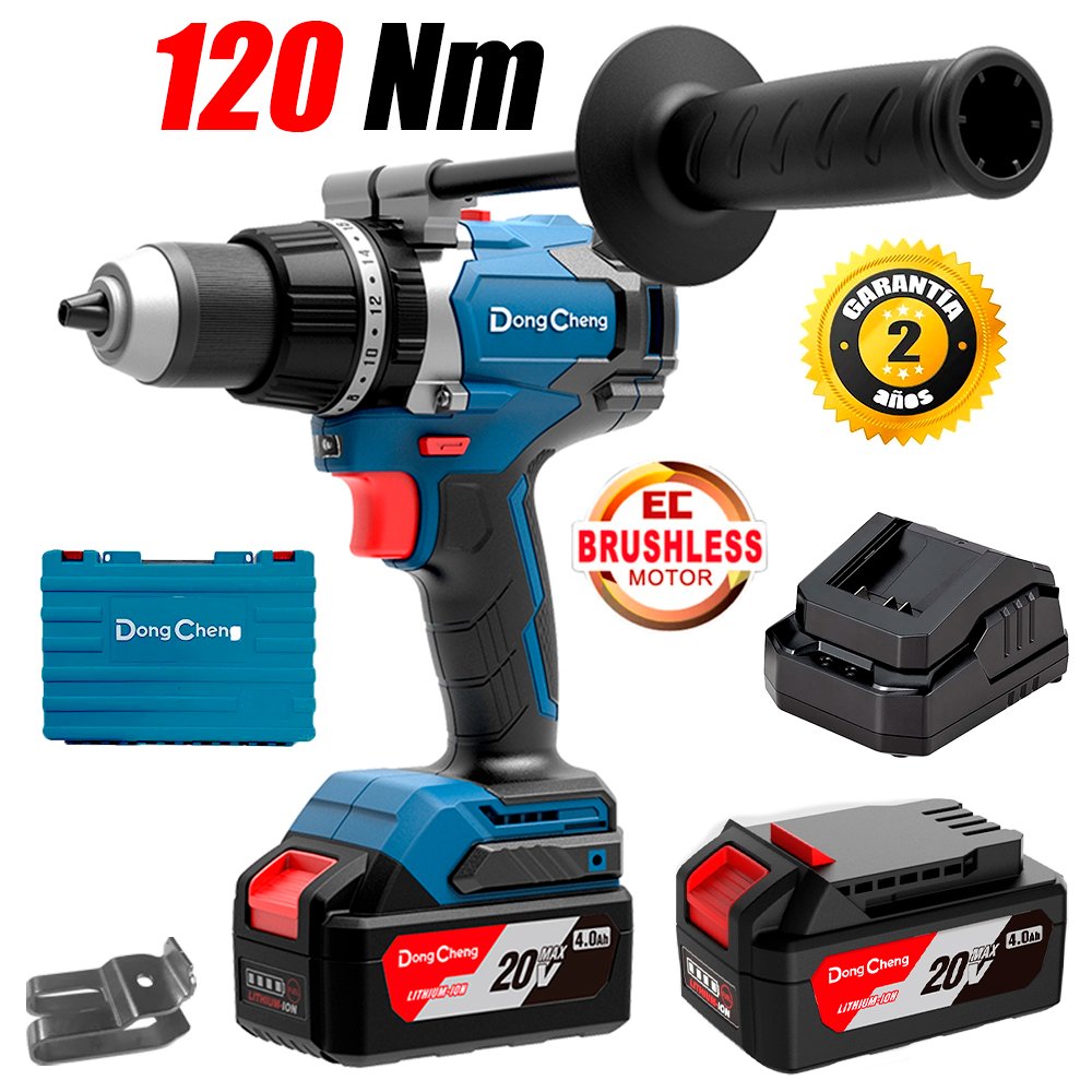 Taladro Atornillador Percutor 1/2 Dongcheng DCJZ03-13EM 20V 120Nm 2Bat x 4Ah Brushless
