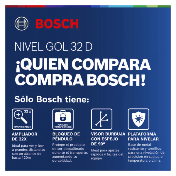 Nivel Optico Bosch GOL 32 D 32x Aumento 120 metros
