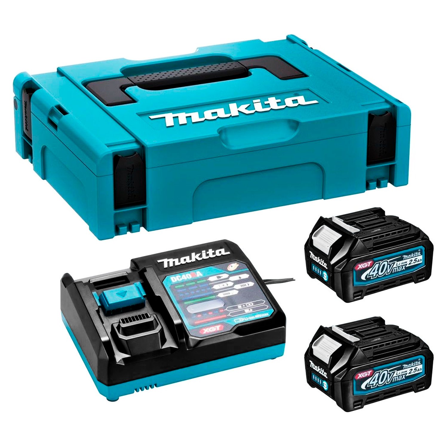Kit Set Makpac Makita XGT (2x40V) 2.5Ah BL4025 + Cargador Rapido DC40RA + Maleta
