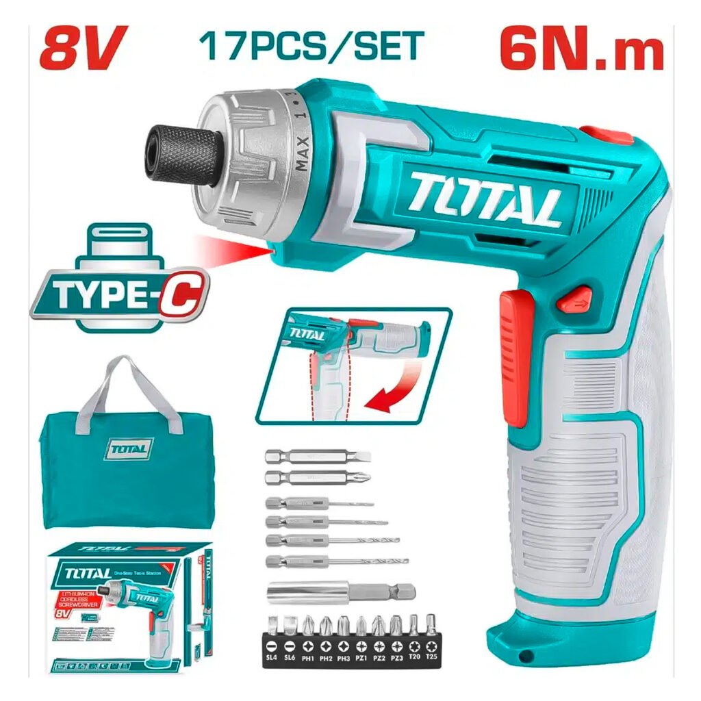 Atornillador Destornillador Inalámbrico 1/4" Total TSDLI0802 8V 6Nm 220rpm