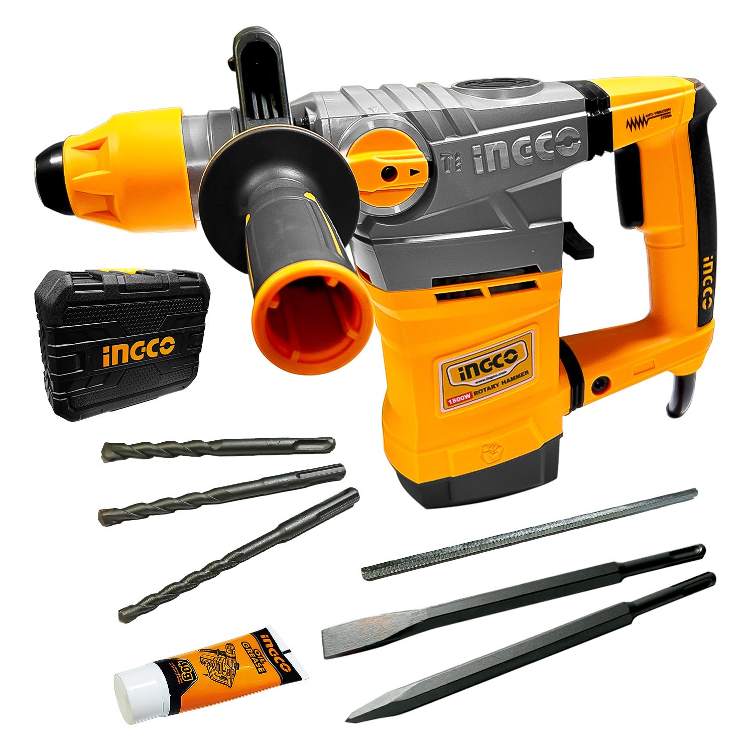 Rotomartillo SDS-Plus Ingco RH18008 1800W 36mm 7J 5.9kg