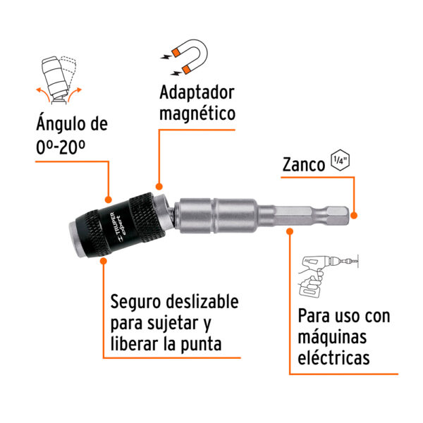 Extension Magnetica Articulada 90mm para Punteras Truper 11875
