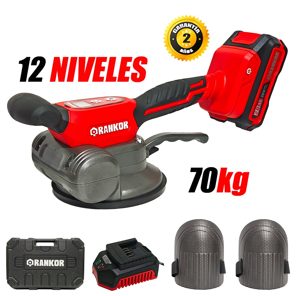 Ventosa Vibradora para Ceramico Rankor RLTV2001 135mm 70kg 12 Velocidades 1bat x 2Ah