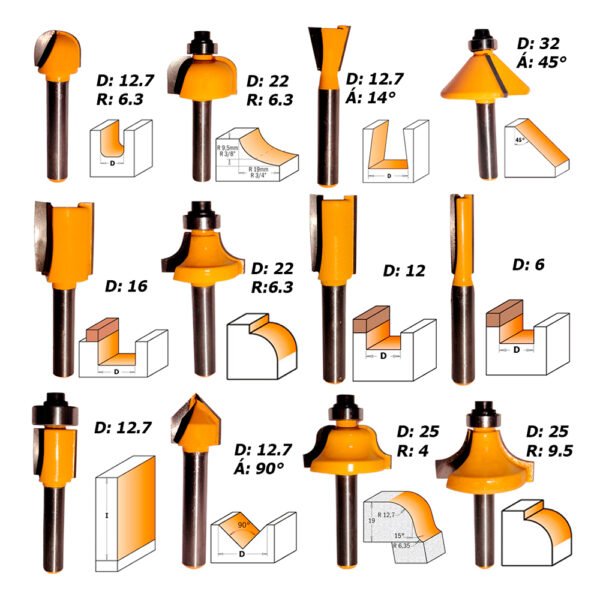 fresas 12 piezas uyustools