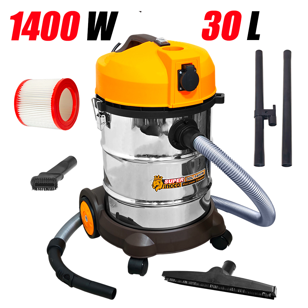 Aspiradora Sopladora de Polvo y Agua Ingco VC14301 1400W 30 Litros