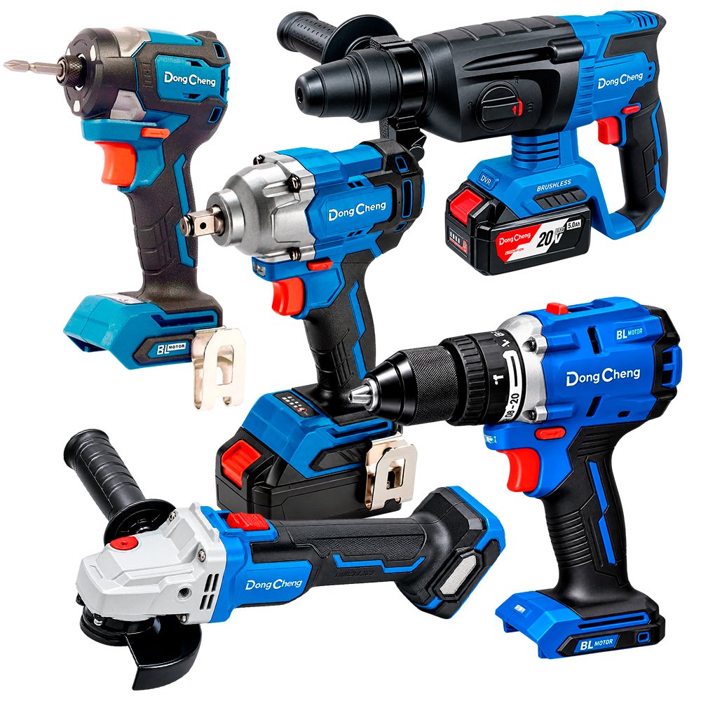 Combo Dongcheng DCKIT52.02E1F1K Taladro Percutor 60Nm+ Amoladora 4.5"+ Atornillador de Impacto+ Llave de Impacto 488Nm+ DCZC04-24 Brushless - Imagen 2