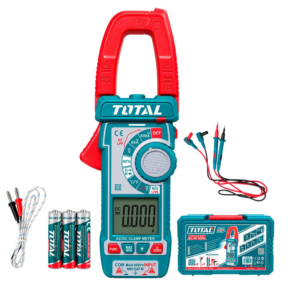 Pinza Amperimétrica Digital TotalTools TMT766002 AC/DC 600A - Imagen 2