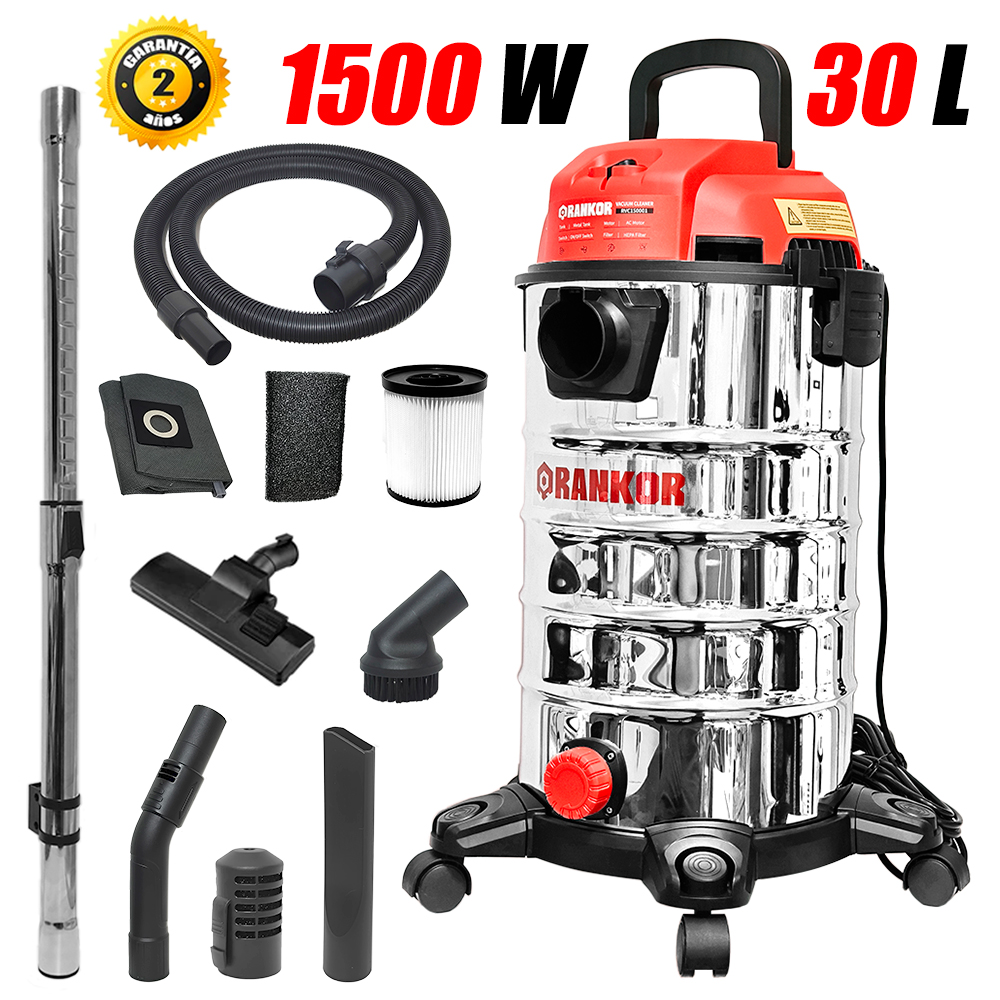 Aspiradora Industrial de Polvo y Agua Rankor RVC150001 1500W 30 Litros