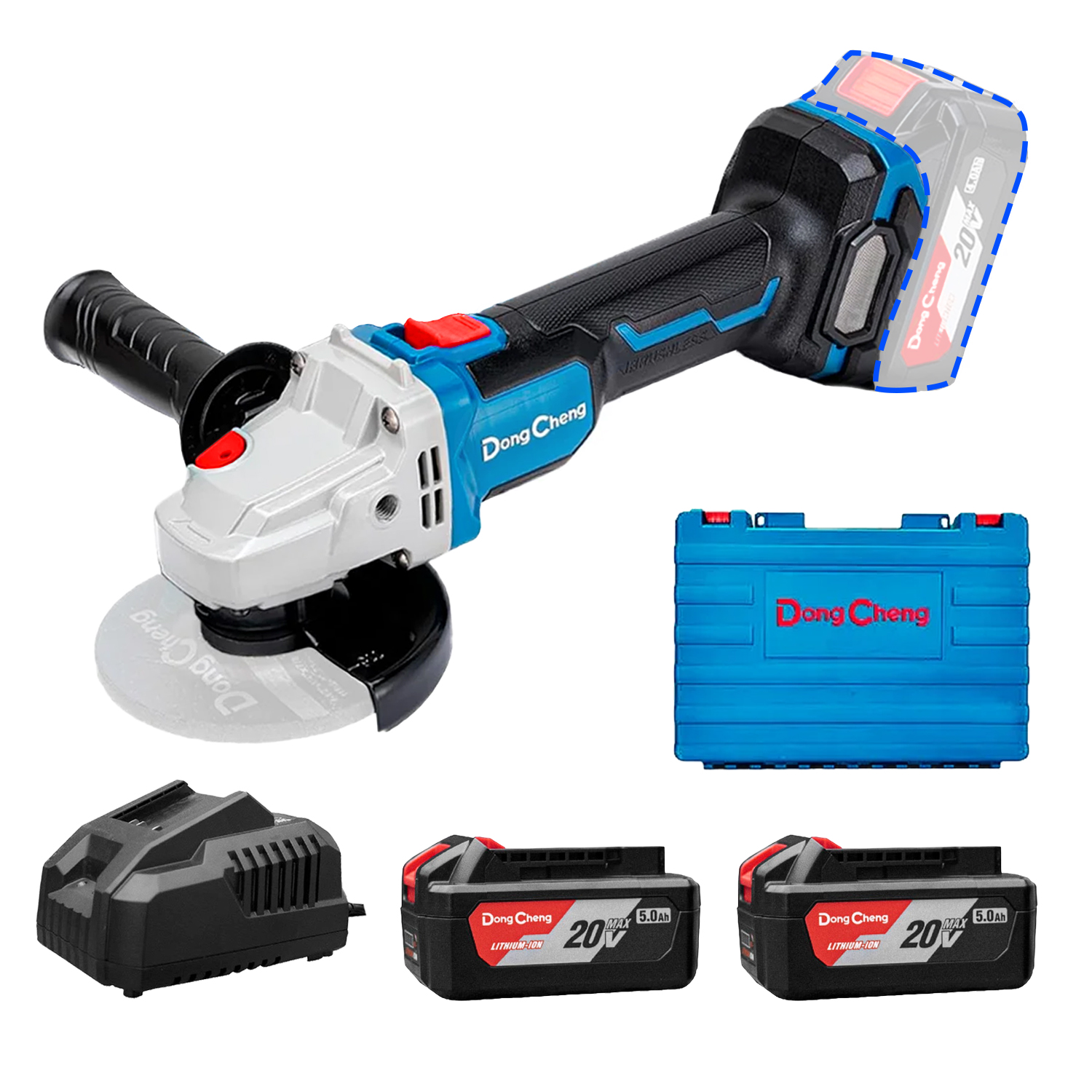 Amoladora Inalámbrica 5" Dongcheng DCSM03-125FK 20V 2Bat x 5Ah Brushless