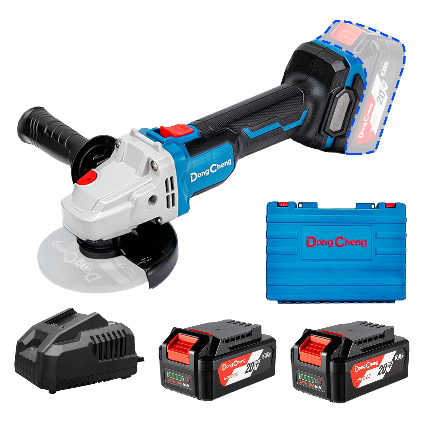 Amoladora Inalámbrica 5" Dongcheng DCSM03-125EM 20V 2Bat x 4Ah Brushless