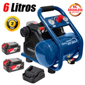 Compresora Silenciosa Inalambrica Industrial Dongcheng DCQE550/6BM 6 Litros 2Bat x 4Ah Brushless