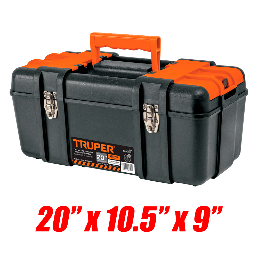 Caja de Herramientas Industrial Truper 102435 con Compartimnientos y Broches Metalicos 20" x 10.5" x 9"