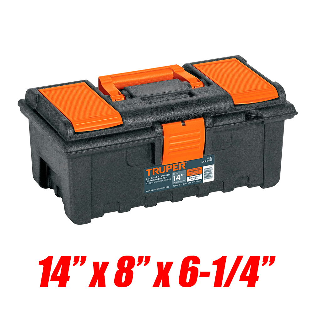 Caja de Herramientas Truper 11139 con Compartimentos 14" x 8" x 6.25"