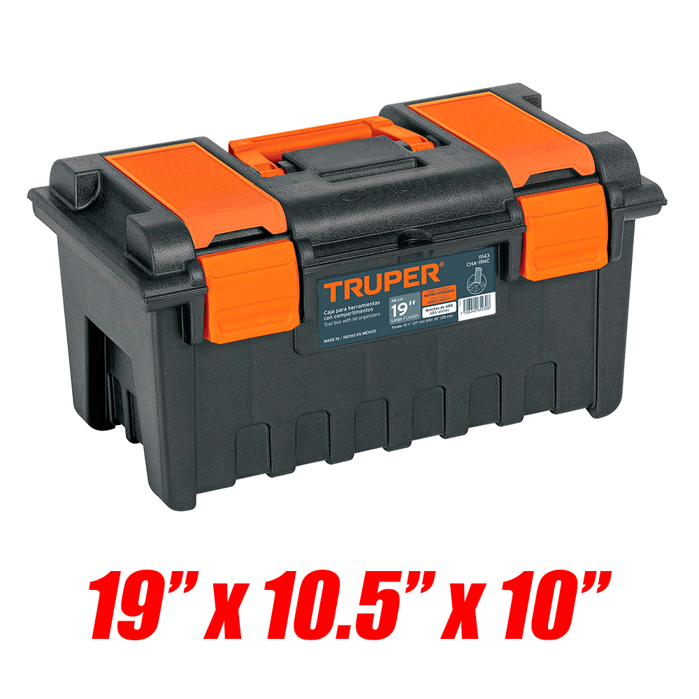 Caja de Herramientas Truper 11143 con Compartimentos 19" x 10.5" x 10"