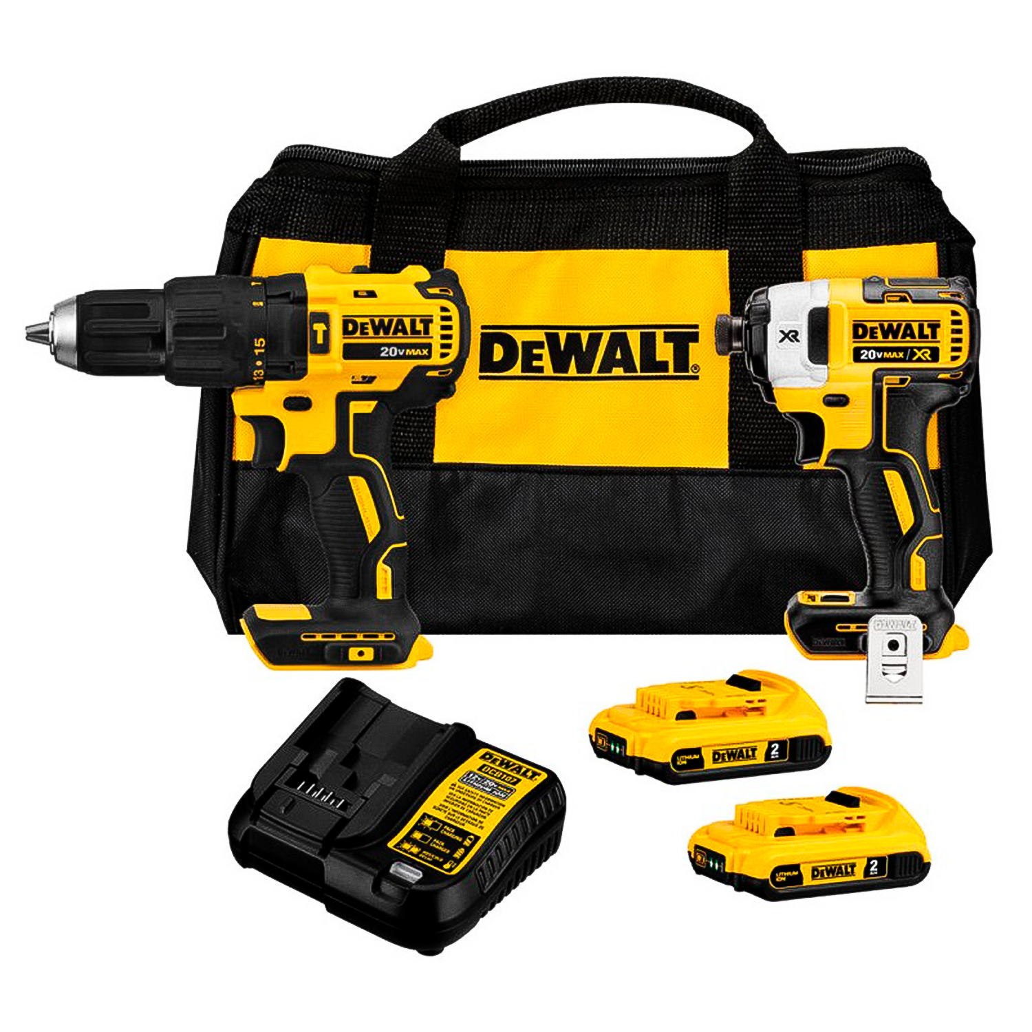 Combo Dewalt DCK223D2-B2 20V XR MAX Taladro Percutor 1/2" DCD7781 + Atornillador de Impacto 1/4" DCF887 2Bat x 2 Ah Brushless