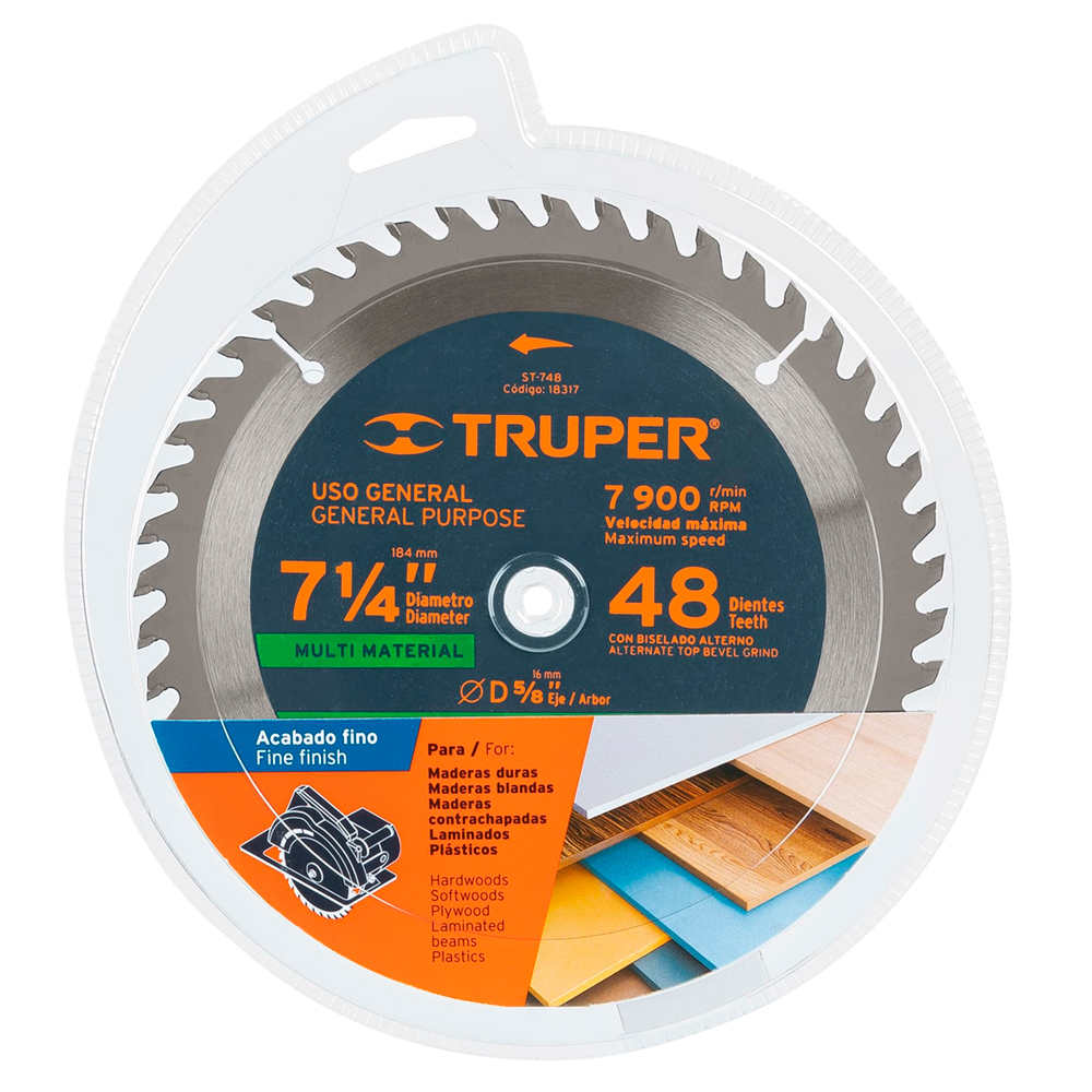 Disco Sierra Circular Truper 18317 7-1/4" x 48 Dientes