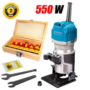 Ruteadora Fresadora Tupi de Mano 1/4" Dongcheng DMP04-6B 550W Base Inclinada + 6 Fresas
