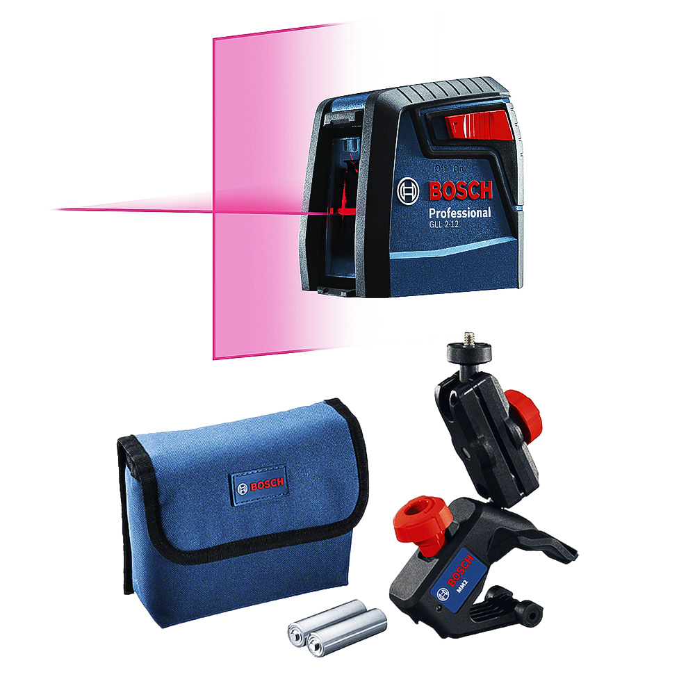Nivel Laser Rojo Bosch GLL 2-12 Lineas Cruzadas + Soporte 12 metros