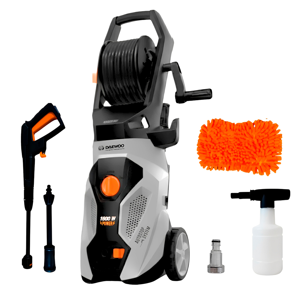 Hidrolavadora de Alta Presión 1600W Daewoo DAX130 130 Bar Con Ruedas