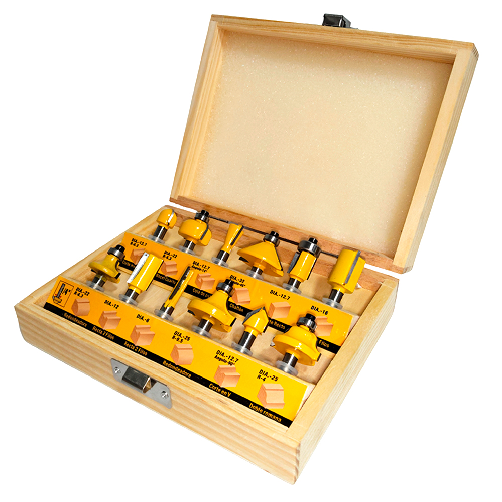 Juego De Fresas Para Madera 1/4" Uyustools CQT012 12 Pcs