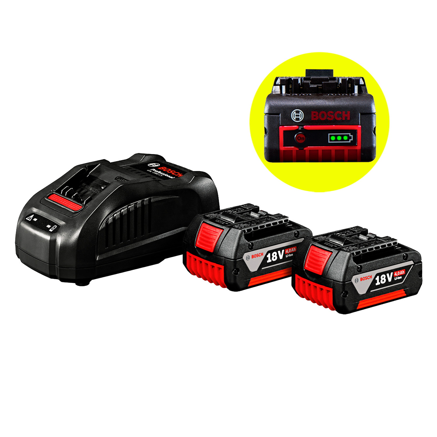 Kit Cargador GAL 1880 CV + 2 Baterias GBA 18V 4Ah Bosch