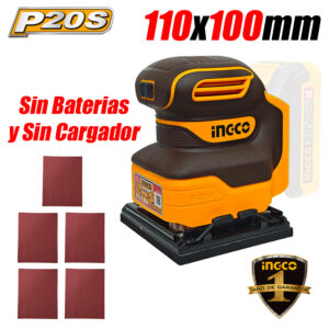 Lijadora Orbital 1/4 Pliego Ingco CSHSLI2014 20V 110x100mm Sin Baterias