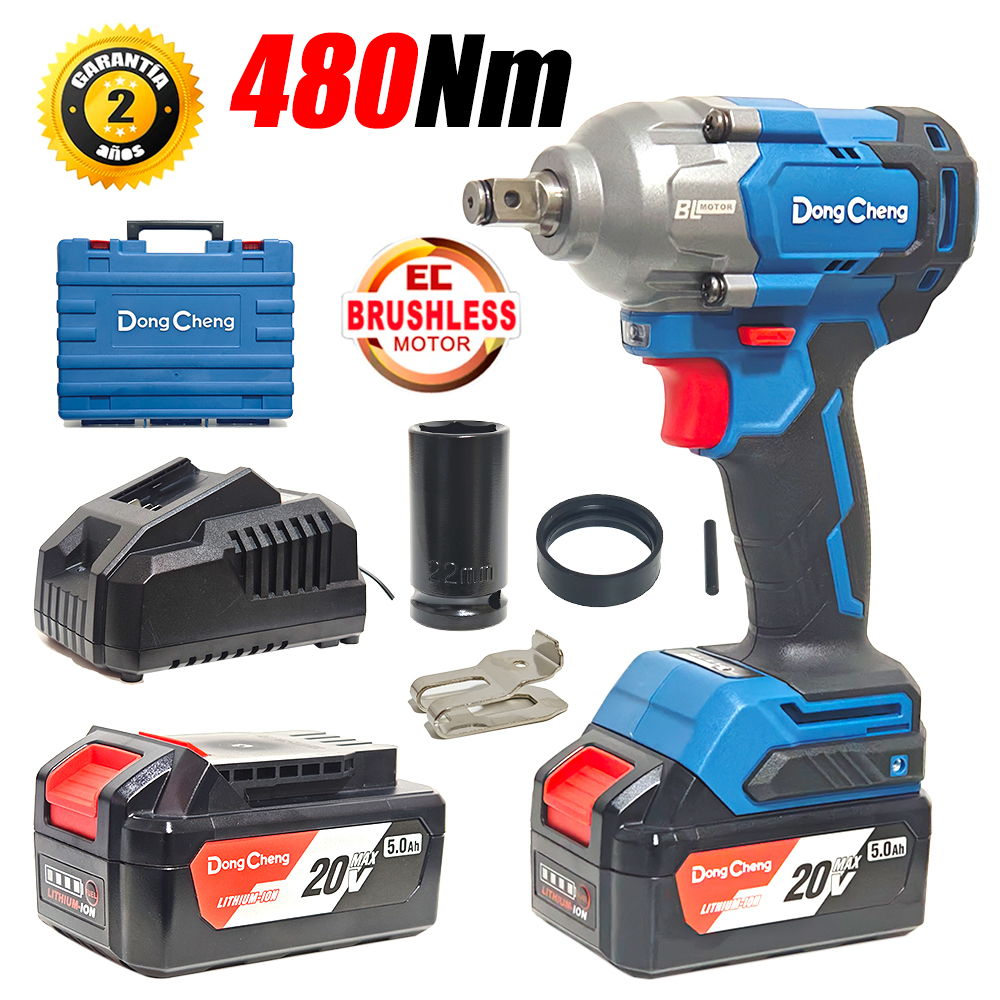 Llave de Impacto Inalámbrica 1/2" Dongcheng DCPB488FK 20V 480Nm 2Bat x 5Ah Brushless