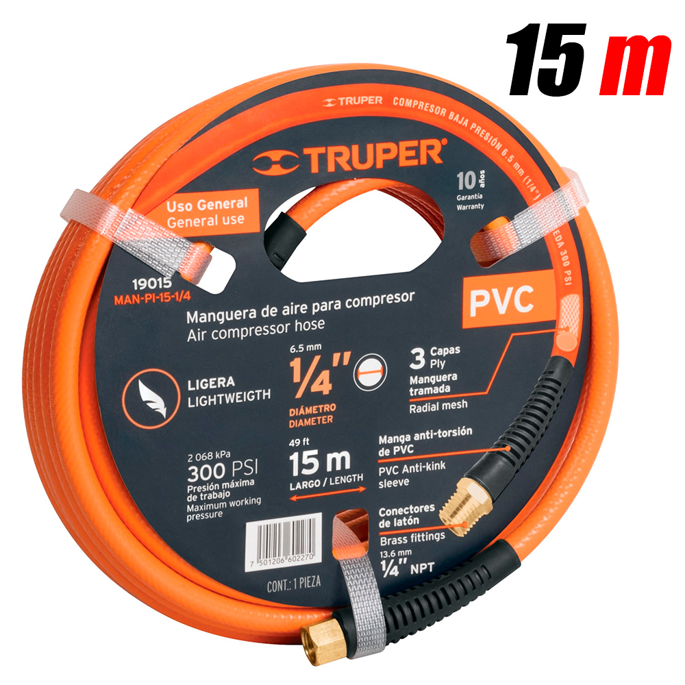 Manguera Compresora PVC Truper 19015 15 metros x 1/4"