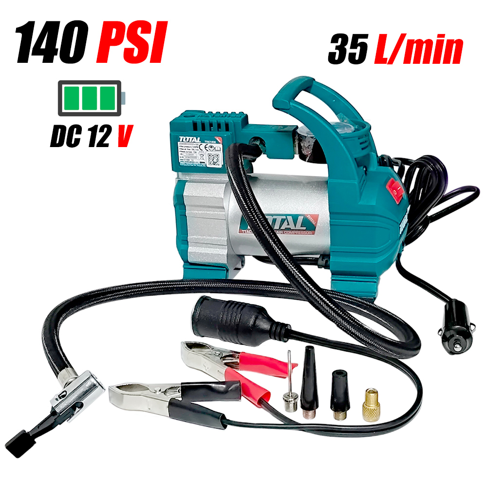 Mini Compresora de Aire para Auto 12V Total TTAC1406 140psi 35L/min