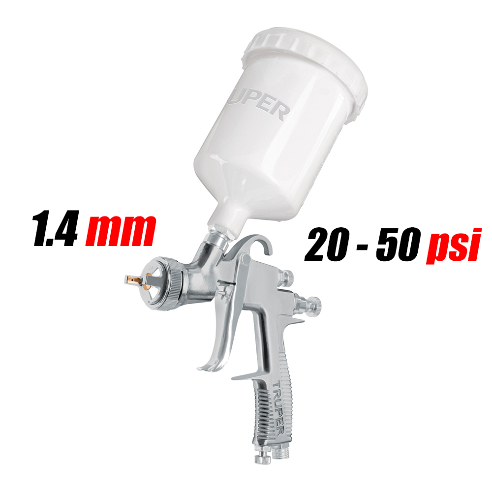 Pistola de Gravedad P/ Pintar Truper 101090 Vaso Plástico 1.4mm 500ml