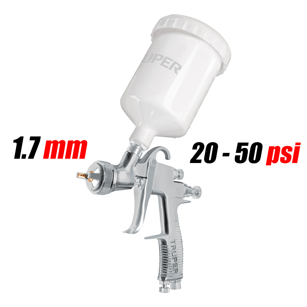 Pistola de Gravedad P/ Pintar Truper 101091 Vaso Plástico 1.7mm 500ml