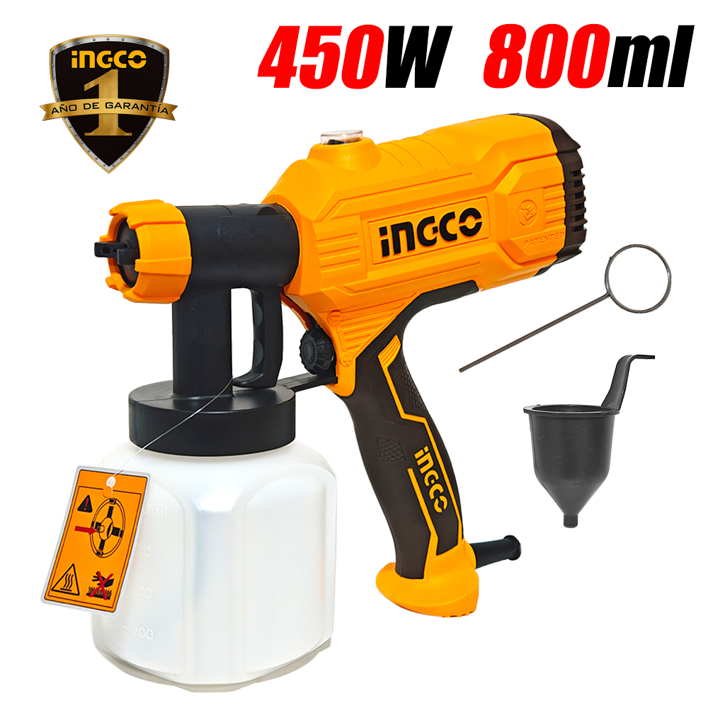Pistola Pintar Vaso Plástico Ingco SPG3508 450W 800ml