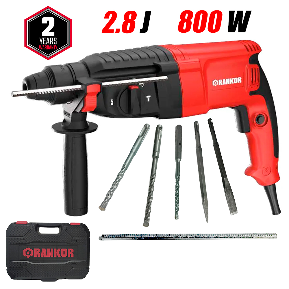 Rotomartillo SDS-Plus Rankor RHD80001 800W 26mm 2.8J 3kg