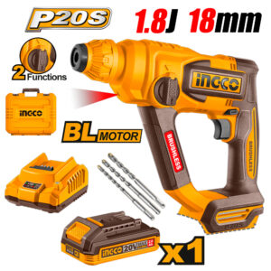Rotomartillo SDS-Plus Inalambrico Ingco CRHLI201881 20V 1.8J 1Bat x 2Ah Brushless