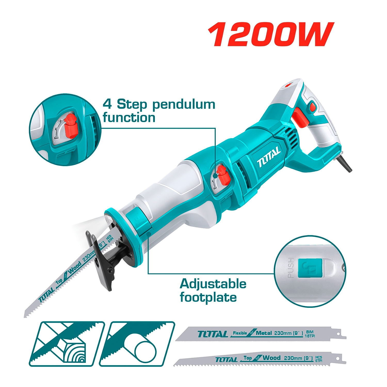 Sierra Sable Recíproca SDS Quick TOTAL TS1001201 1200W 1000-2800rpm