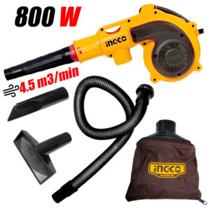 Sopladora Aspiradora Ingco AB8038 800W + Bolsa Recolectora y Accesorios
