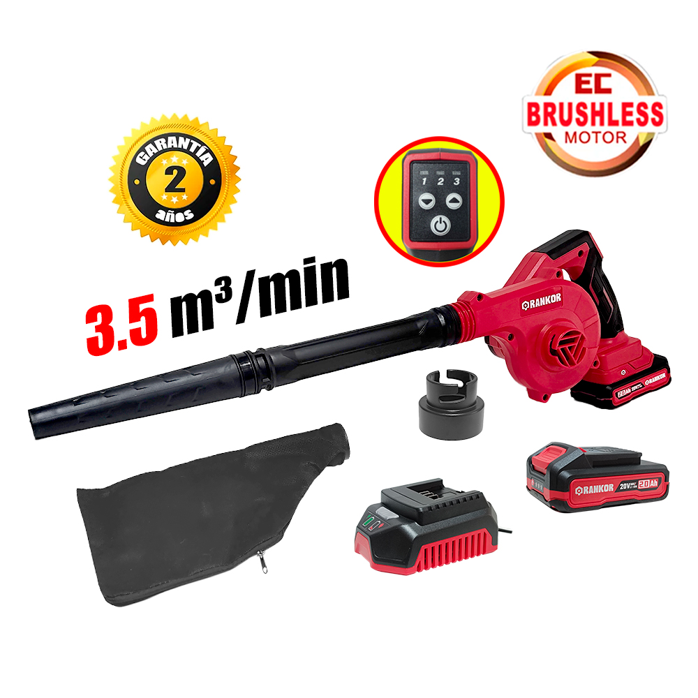 Sopladora Aspiradora Inalambrica Rankor RLAB2001 20V 3.5m3/min 2Bat x 2Ah Brushless