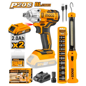 Super Combo Ingco COSLI23011 20V Llave Impacto + Linterna + Dados Impacto