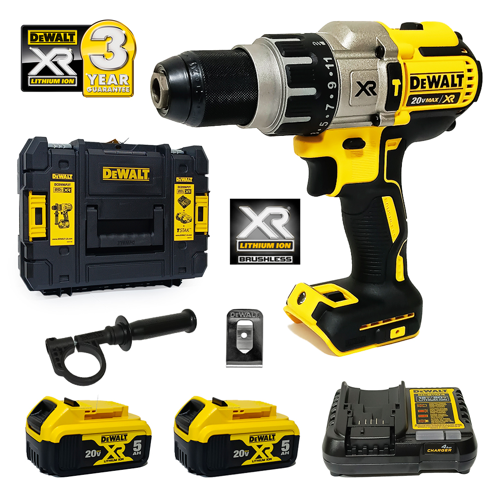 Taladro Atornillador Percutor Inalambrico Dewalt DCD996P2T-B2 20V XR MAX 96Nm 2Bat x 5Ah Brushless