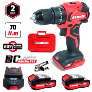 Taladro Atornillador Percutor Industrial 1/2" Rankor RLID20002 20V 70Nm 2Bat x 2Ah Brushless