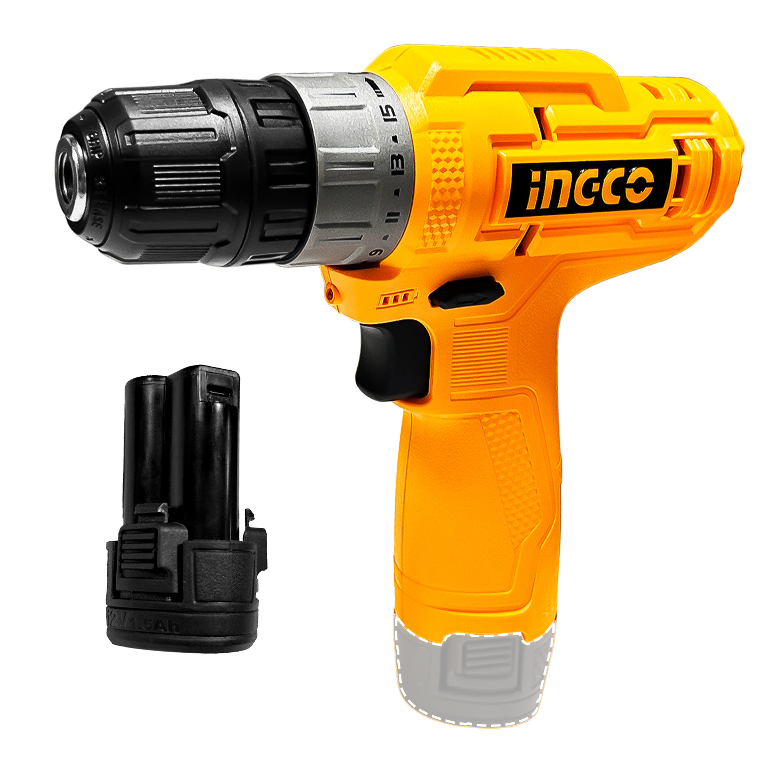 Taladro Atornillador 3/8" Ingco CDLI12428 12V 20Nm 1Bat x 1.5 Ah Tipo C Sin Cargador